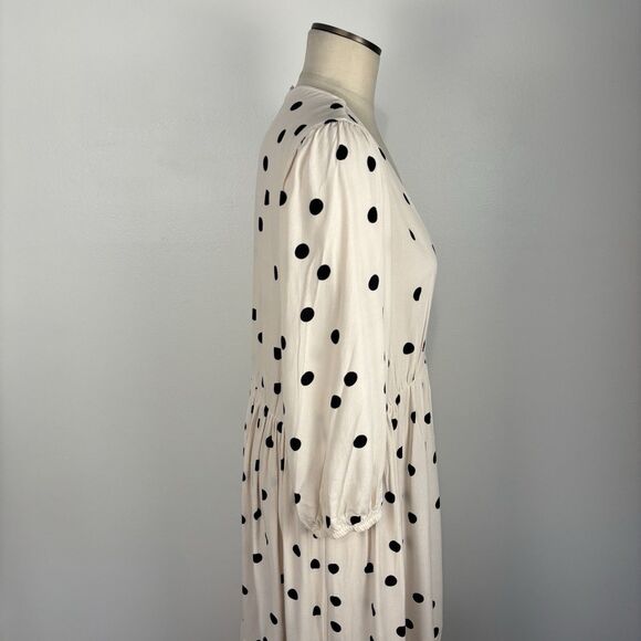 Seraphine Womens 14 Polka Dot Tiered Maternity Midi Dress Button Front Nursing - Picture 8 of 13